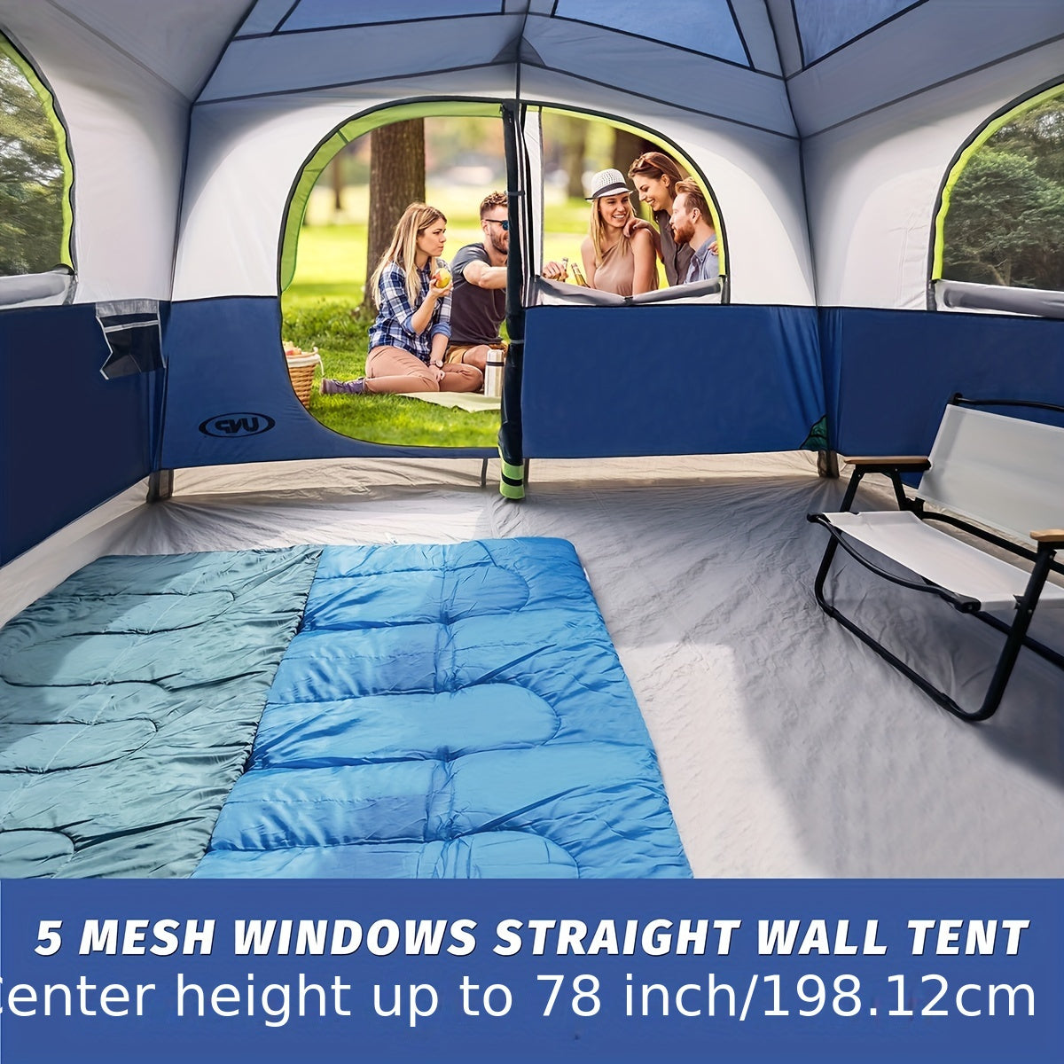6 Person Waterproof Windproof Easy Setup, Double Layer Family Camping Tent