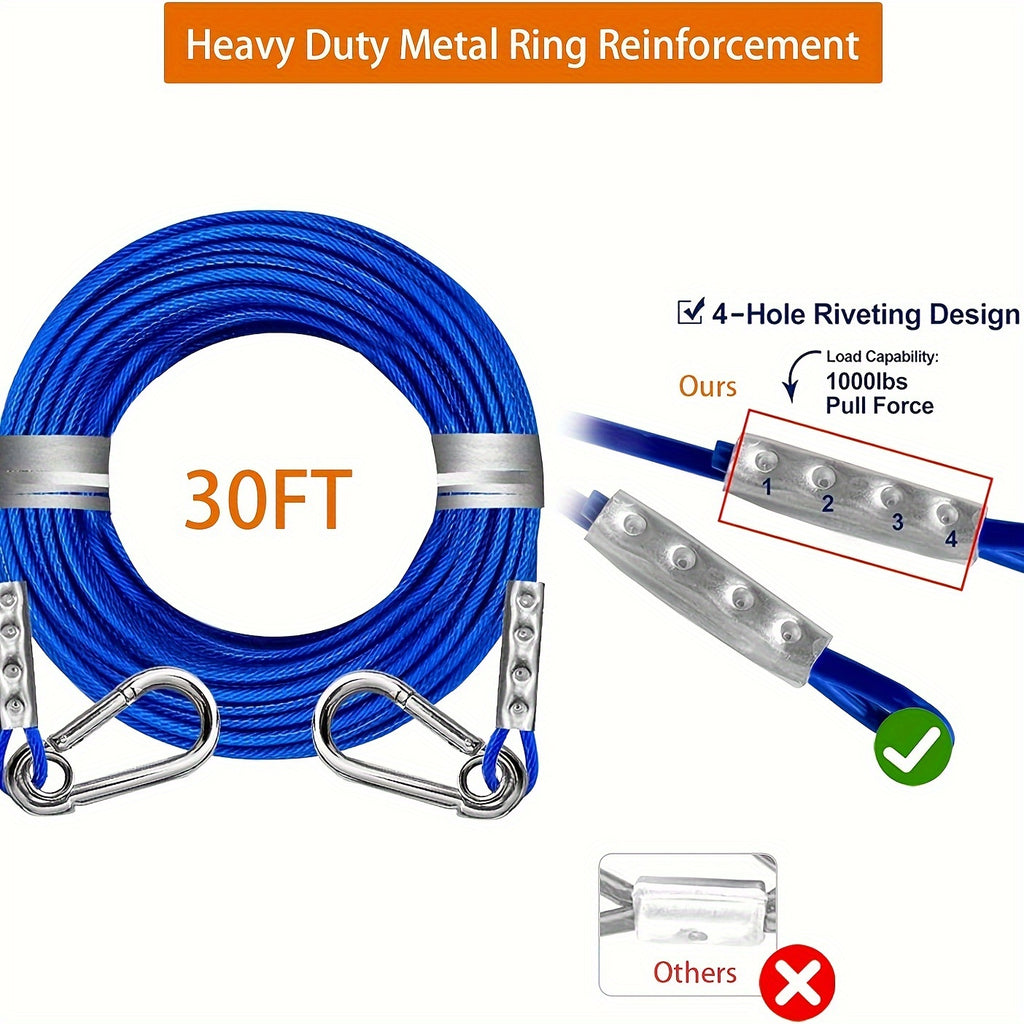 Dog Leash and Stakes, 360° Rotating No Tangles, with 30 Feet of Lead