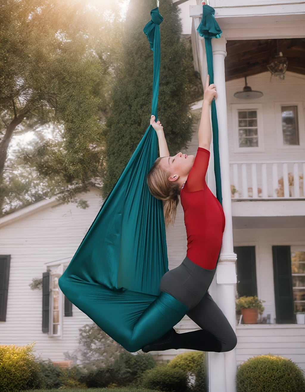 1set Elastic Fabric Yoga Hammock Swing Set | Aerial Silks, Cuddle Swing