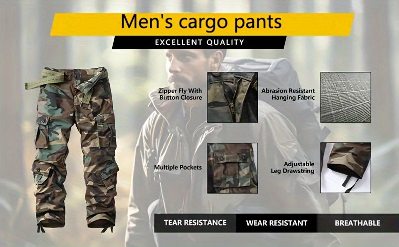 Men's Camouflage Cargo Pants - Comfortable, Durable, Multi-Flap Pocket